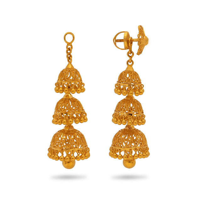 Timeless Tinkling Gold Jhumkas,,hi-res 2