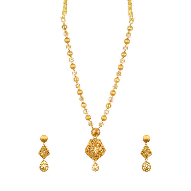 Tanishq 22KT Gold Neckwear with Earrings 