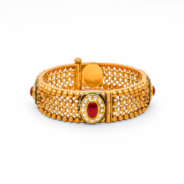 Gemstone Medley Gold Kundan Bangle,,hi-res 
