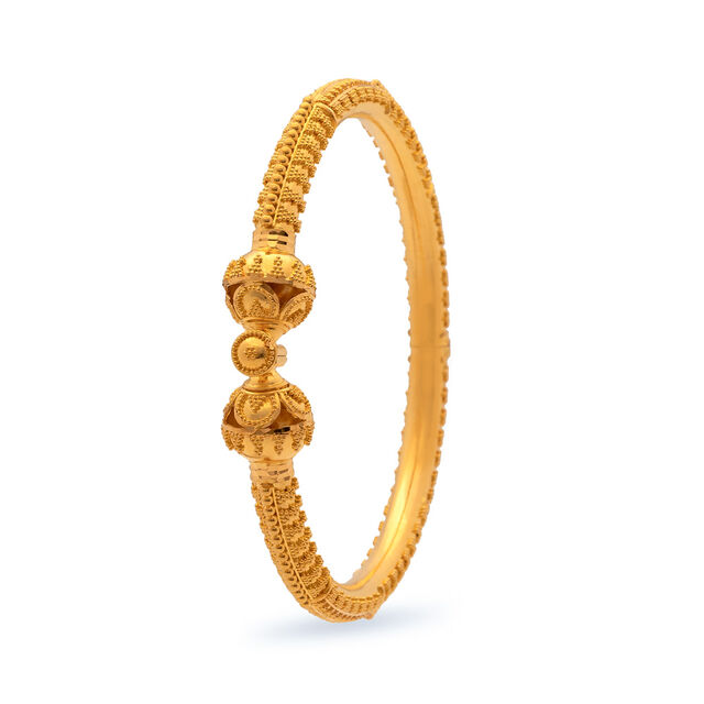 Floral Elegance Gold Bangle,,hi-res 2