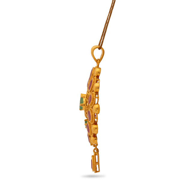 Gold Floral Pendant with Rubies,,hi-res 2