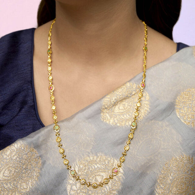 Tanishq 22KT Synthetic Stone Chain for Women 2
