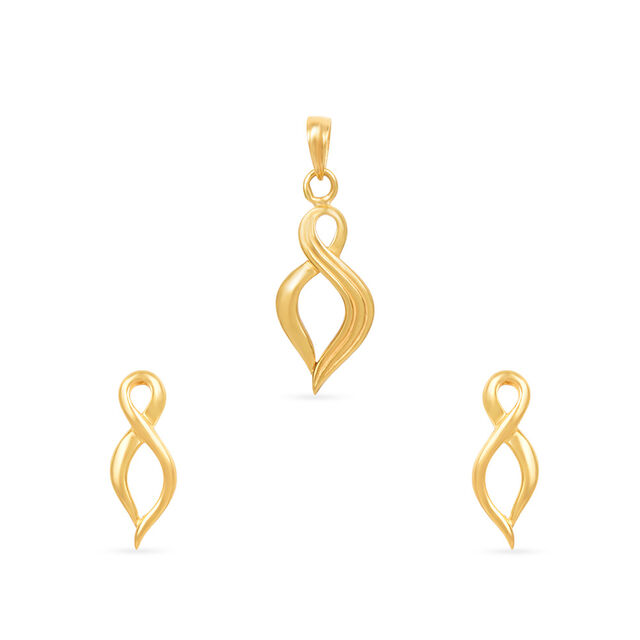 Artistic Infinity Gold Pendant and Earrings Set,,hi-res 