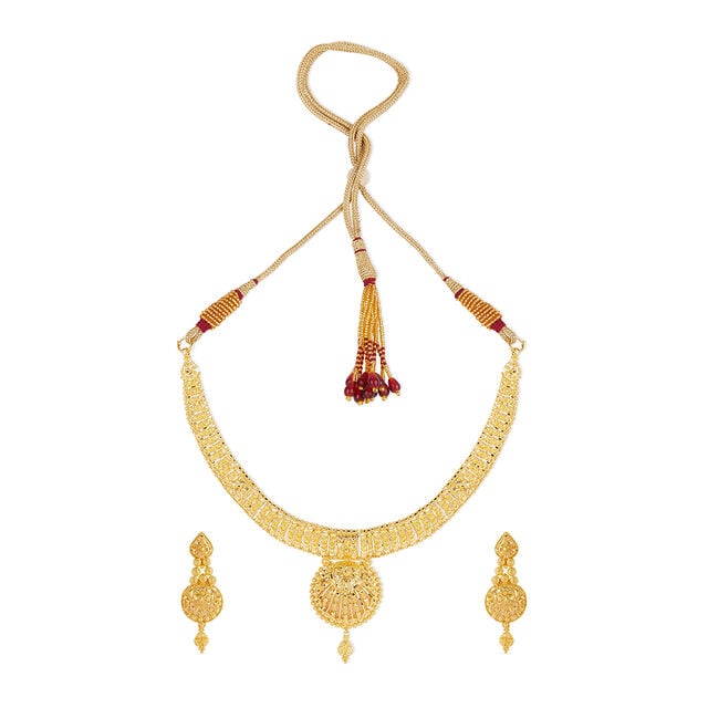 Tanishq 22KT Gold Necklace Set for Women 