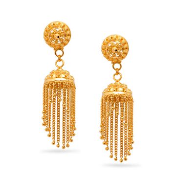 Royal Charm Gold Tassel Jhumkas