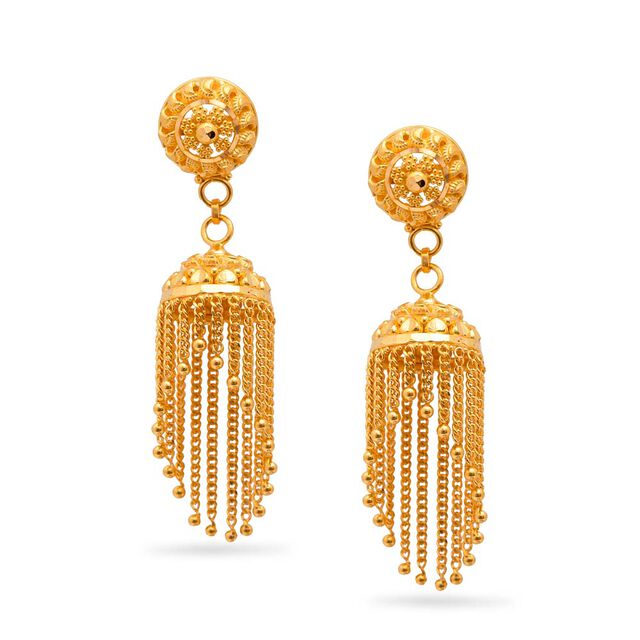 Royal Charm Gold Tassel Jhumkas,,hi-res 