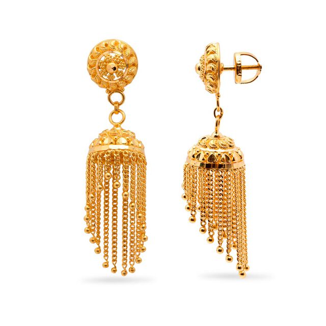 Royal Charm Gold Tassel Jhumkas,,hi-res 2