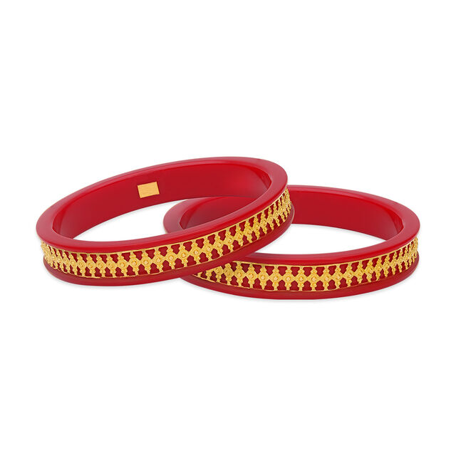 Elegant Curved Gold Shakha Pola Bangle 4