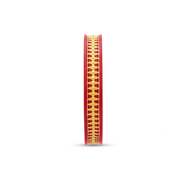 Elegant Curved Gold Shakha Pola Bangle 
