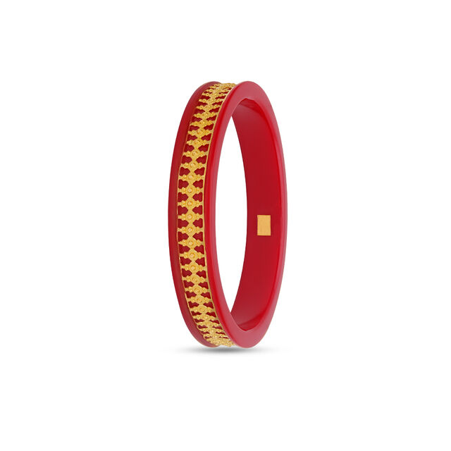 Elegant Curved Gold Shakha Pola Bangle 3
