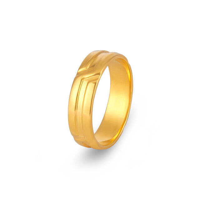 Dapper 22 Karat Yellow Gold Striped Finger Ring,,hi-res 3
