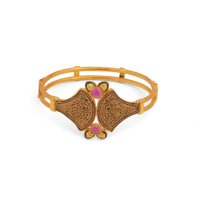 Regal Motif Gold Bangle,,hi-res 