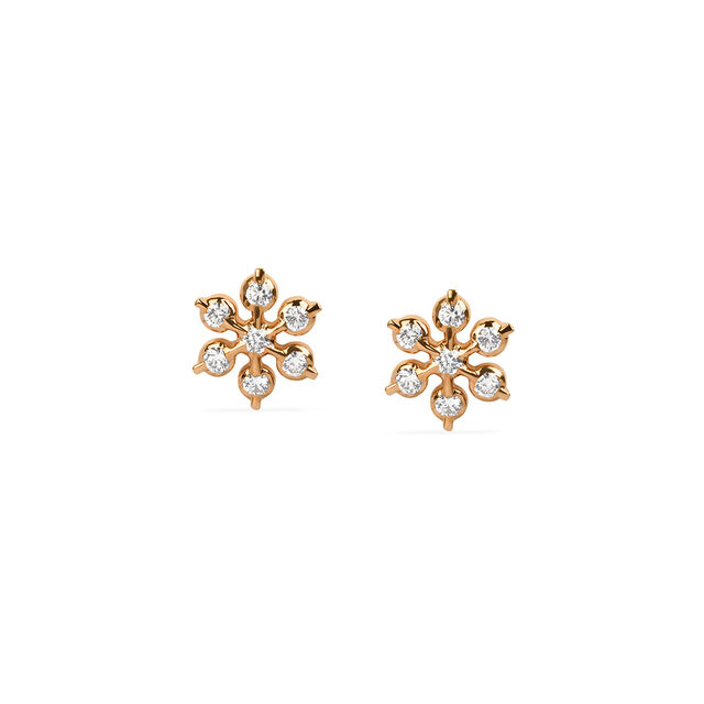 Classic 22 Karat Yellow Gold And Diamond Floral Studs,,hi-res 