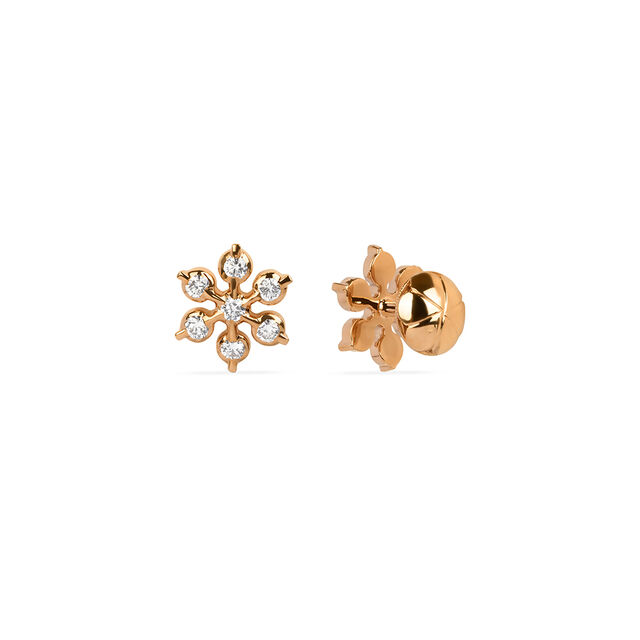 Classic 22 Karat Yellow Gold And Diamond Floral Studs 2