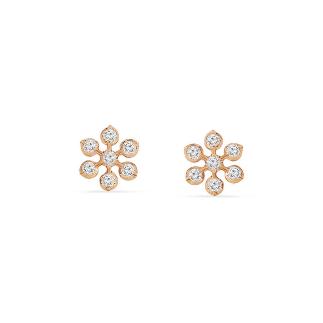 Sparkling Elegance Floral Diamond Stud Earrings 