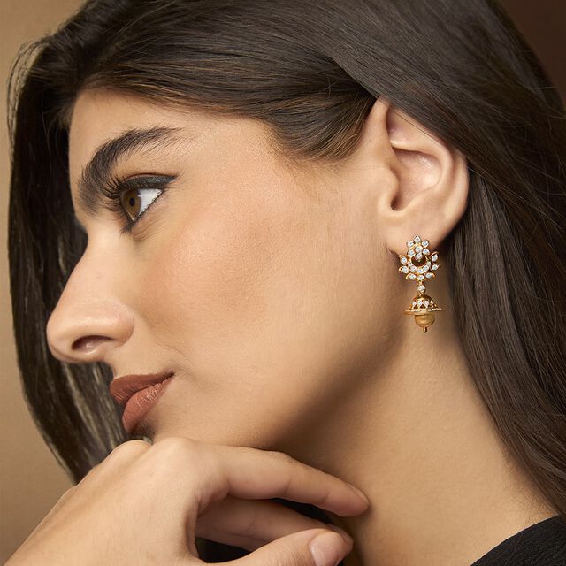 Tanishq 22KT Diamond Drop Earring for Women 2