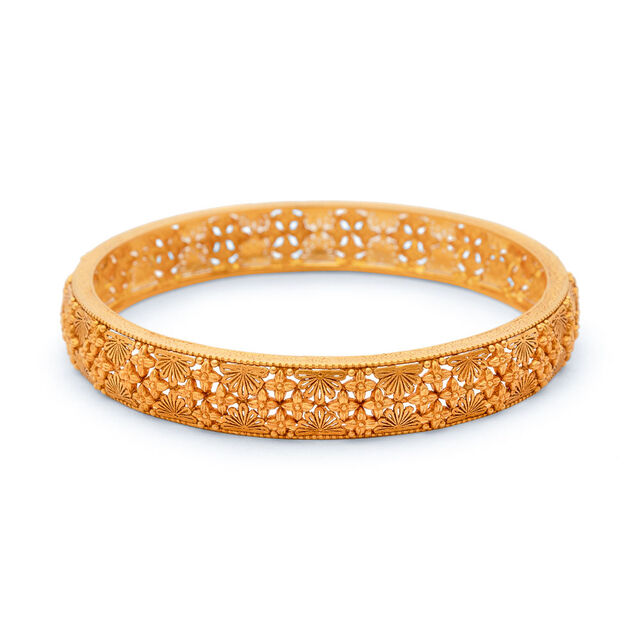 Timeless Floral Heritage Gold Bangle,,hi-res 