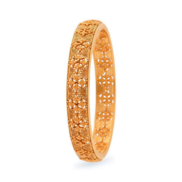 Timeless Floral Heritage Gold Bangle,,hi-res 2