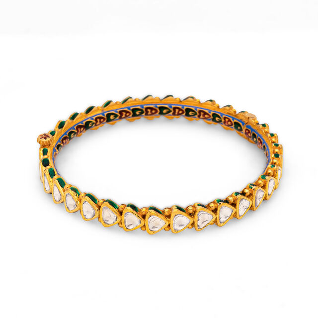Opulent Kundan Polki Gold Bangle,,hi-res 