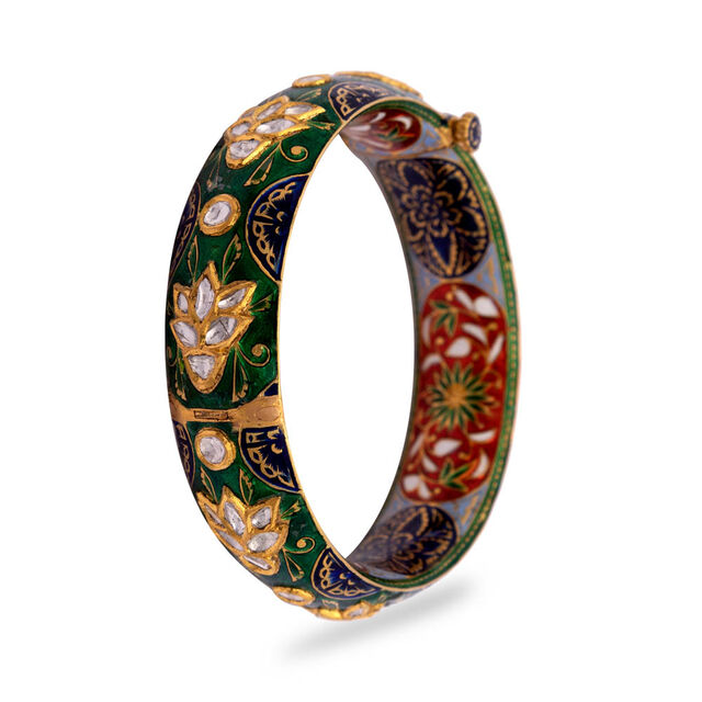Enamel Floral Bangle,,hi-res 