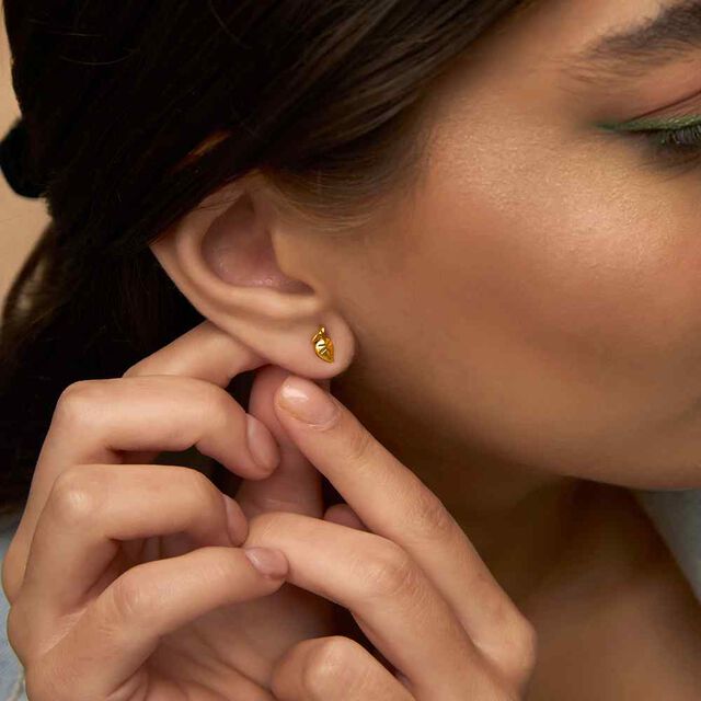 Charming 22 Karat Yellow Gold Mango Shaped Stud Earrings,,hi-res 2
