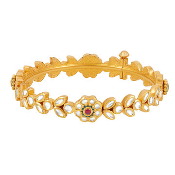 Kundan-Inspired Glass and Gold Bangle