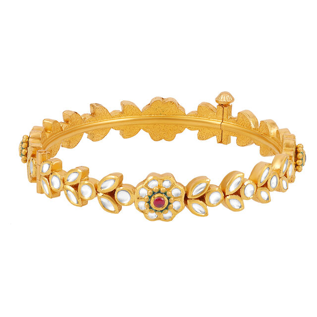 Kundan-Inspired Glass and Gold Bangle 