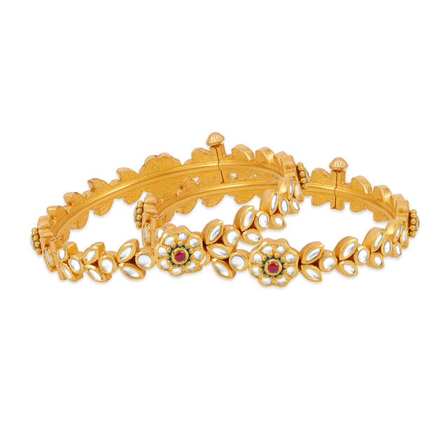 Kundan-Inspired Glass and Gold Bangle 4