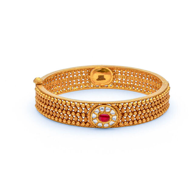 Ornate Motifs Gold Bangle,,hi-res 
