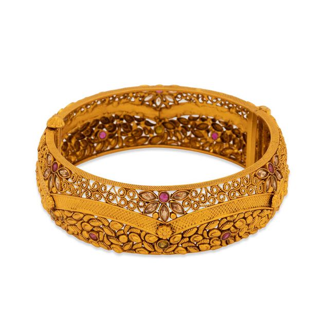 Gold Lotus Flower Bangle,,hi-res 
