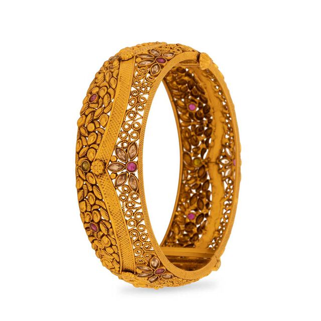 Gold Lotus Flower Bangle,,hi-res 2