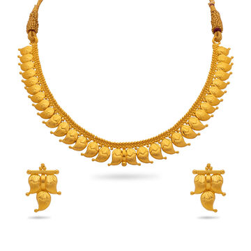 Paisley-Motif Necklace and Earrings Set