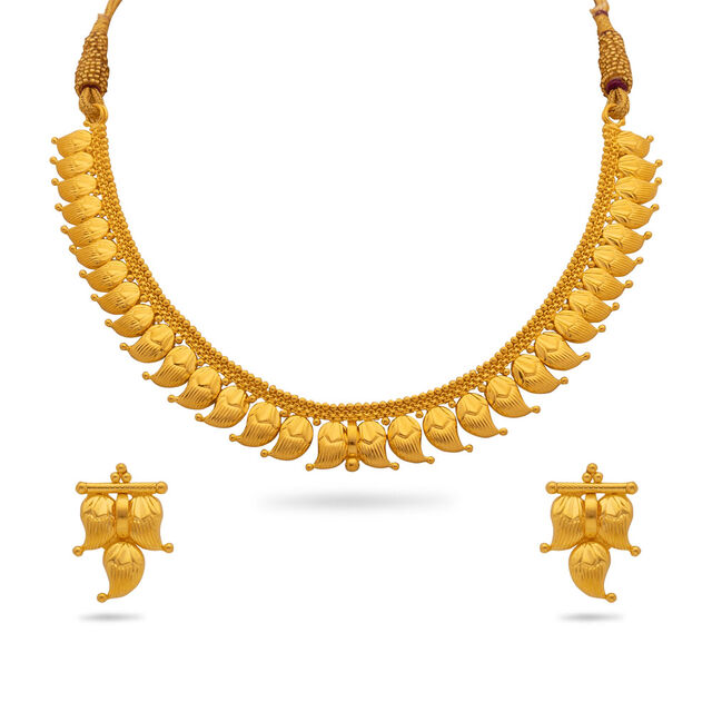 Paisley-Motif Necklace and Earrings Set,,hi-res