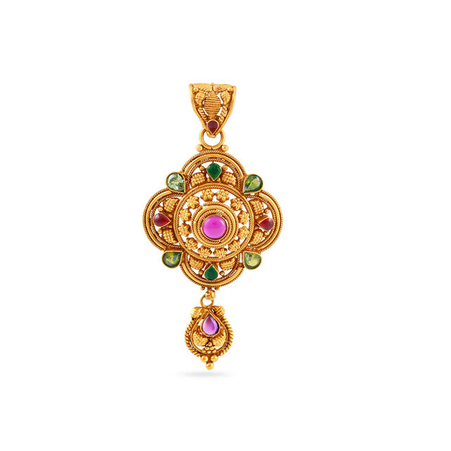 Traditional Gold Mandala Pendant Set 2
