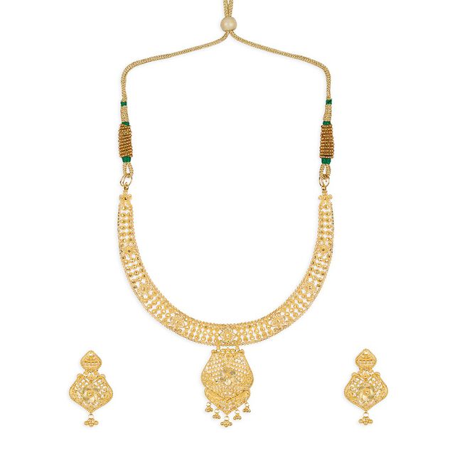 Tanishq 22KT Gold Neckwear with Earrings for Women 