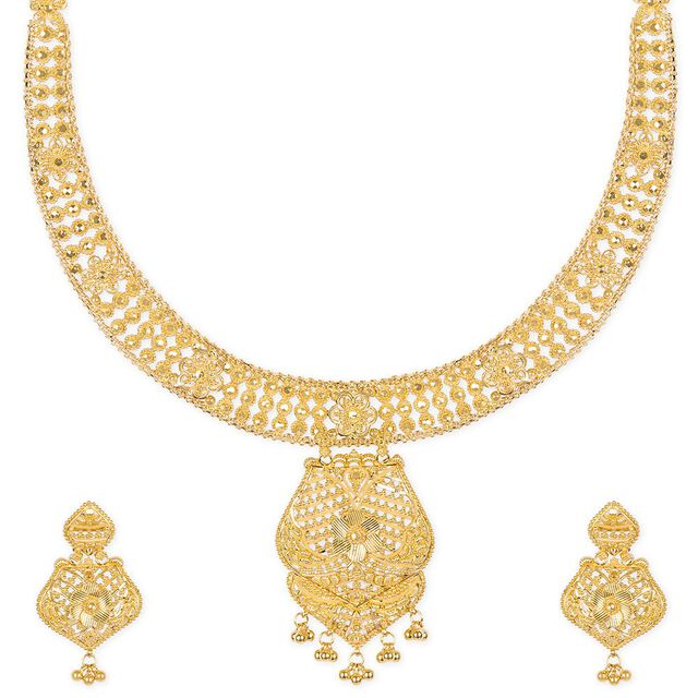 Tanishq 22KT Gold Neckwear with Earrings for Women 3