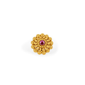 Regal Stone Studded Cocktail Look Gold Finger Ring