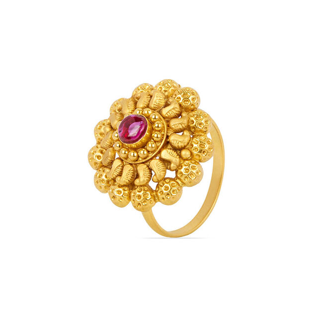 Regal Stone Studded Cocktail Look Gold Finger Ring,,hi-res 2