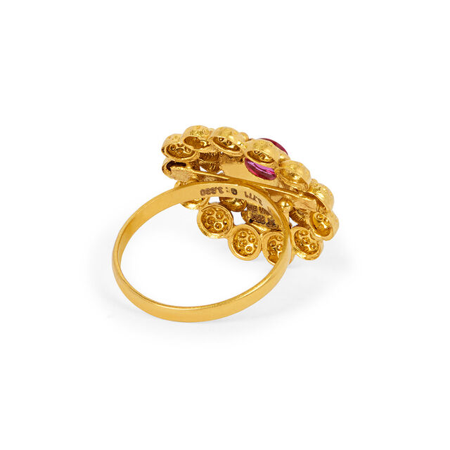 Regal Stone Studded Cocktail Look Gold Finger Ring 4