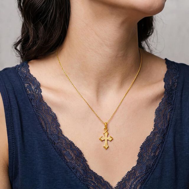 Dainty Holy Cross Gold Pendant 2