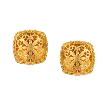 Striking Floral Gold Stud Earrings