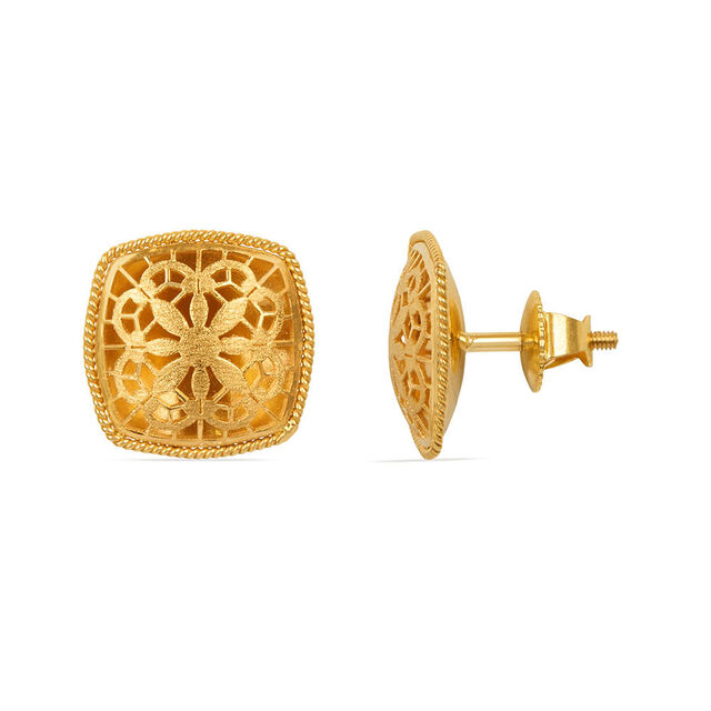 Striking Floral Gold Stud Earrings 3