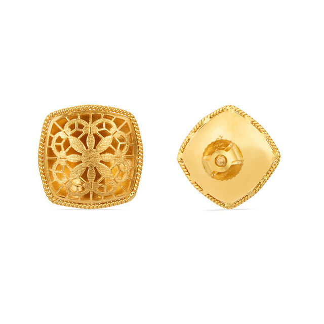 Striking Floral Gold Stud Earrings 4