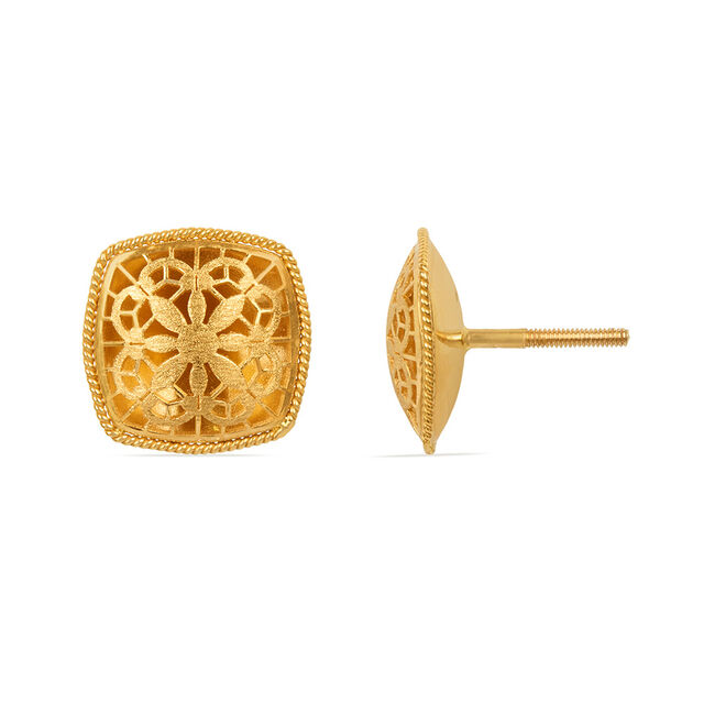 Striking Floral Gold Stud Earrings 5
