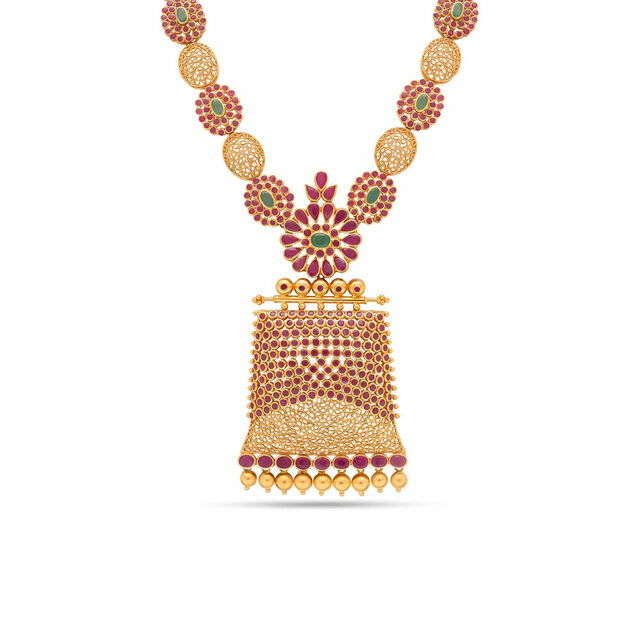 Vibrant Floral Motif Gold Necklace 2