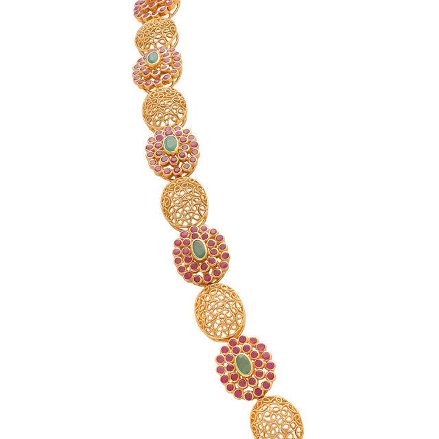 Vibrant Floral Motif Gold Necklace 3