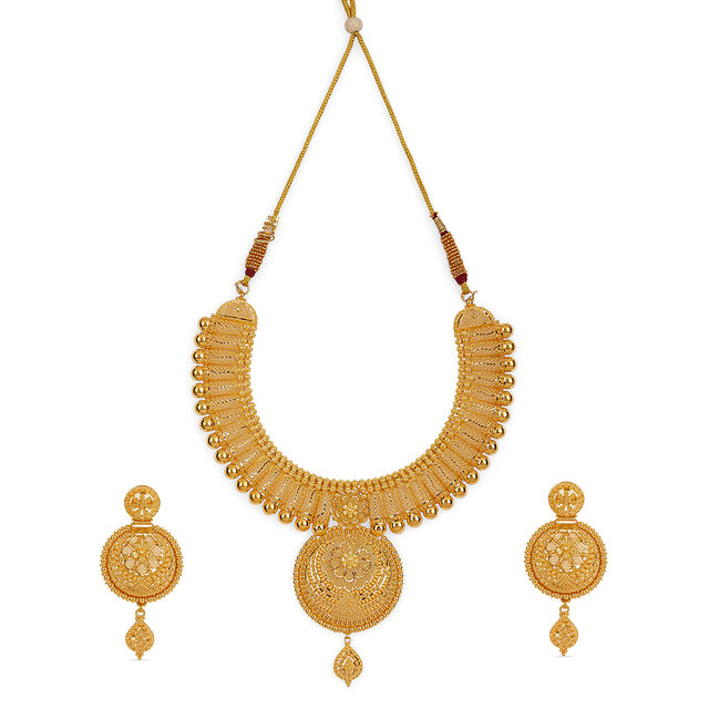 Tanishq 22KT Gold Necklace Set for Women 
