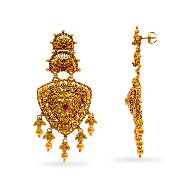Artisanal Bloom Gold Earrings,,hi-res 2