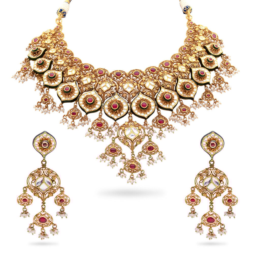 Buy Royal Regalia Gold Heritage Necklace Set at Best Price Tanishq US