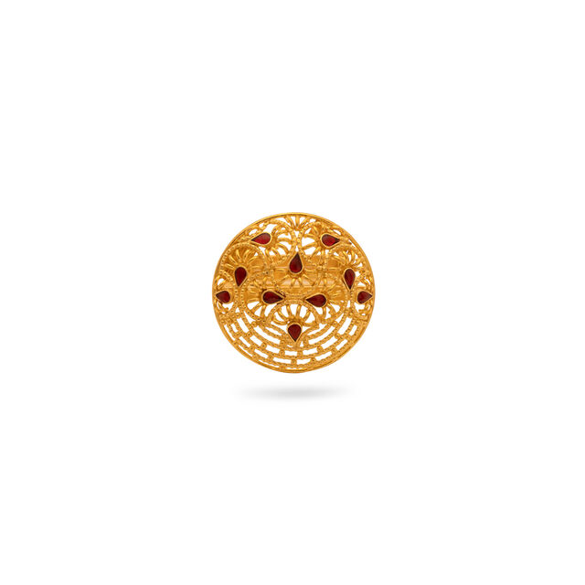 Crimson Brilliance Gold Statement Ring,,hi-res
